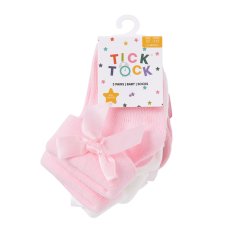 44B1057: Baby Girls 3 Pack TOT Socks With Bows & Grippers