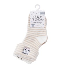 44B1061: Baby Unisex 3 Pack TOT Terry Embroidery Socks With Grippers (Assorted Sizes)