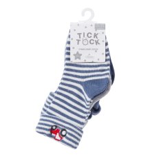 44B1062: Baby Boys 3 Pack TOT Terry Embroidery Socks With Grippers (Assorted Sizes)