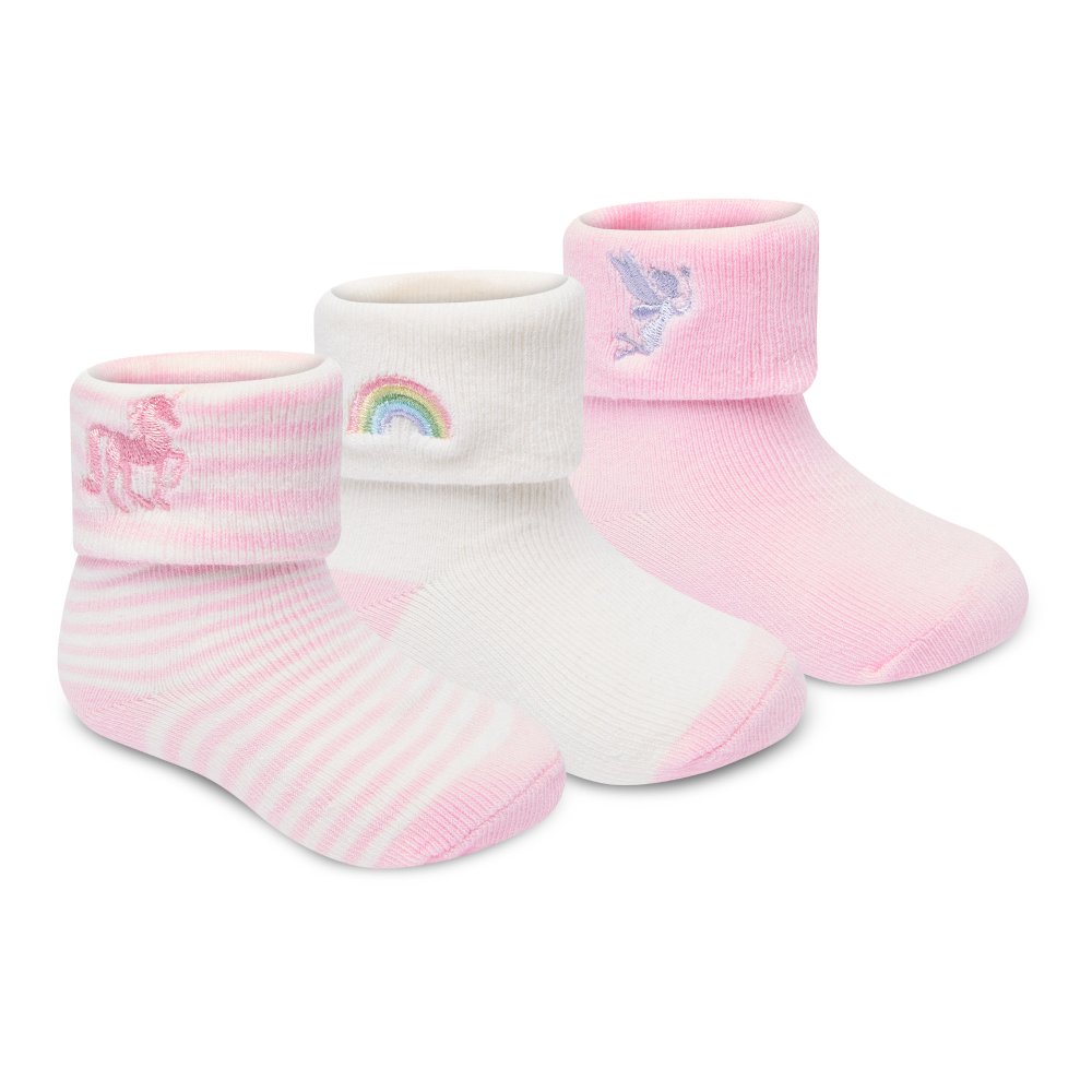 44B1063: Baby Girls 3 Pack TOT Terry Embroidery Socks With Grippers (Assorted Sizes) 44B1063: Baby Girls 3 Pack TOT Terry Embroidery Socks With Grippers (Assorted Sizes)