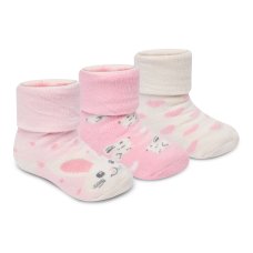 44B1066: Baby Girls 3 Pack TOT Terry Design Socks With Grippers (Assorted Sizes)