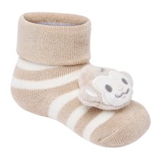 44B1068: Baby 1 Pair Novelty Monkey Socks With Rattle (0-12 Months)