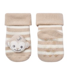 44B1068: Baby 1 Pair Novelty Monkey Socks With Rattle (0-12 Months)