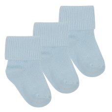 44B459: Baby 3 Pack Plain Sky Turn Over Socks