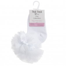 44B880: Baby Girls 1 Pair Tutu Frill Socks With Bow-White