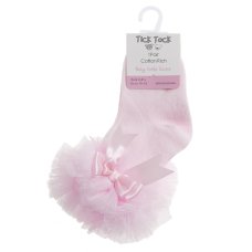 44B881: Baby Girls 1 Pair Tutu Frill Socks With Bow-Pink