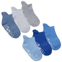 44B927: Baby Boys 3 Pack Terry Trainer Liner Socks With Grippers
