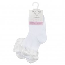 44B929: Baby Girls 1 Pair Ribbon Frill Socks - White