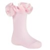 44B930: Baby Girls 1 Pair Ribbon Frill Socks - Pink
