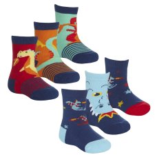 44B954: Baby Boys 3 Pack Cotton Rich Design Ankle Socks (Size 3-5.5 Only)