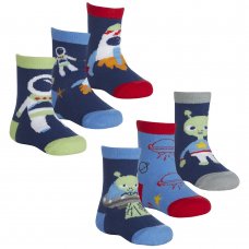 44B955: Baby Boys 3 Pack Cotton Rich Design Ankle Socks (Assorted Sizes)