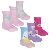 44B959: Baby Girls 3 Pack Cotton Rich Design Ankle Socks (Assorted Sizes)