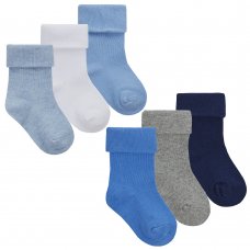 44B961: Baby Boys 3 Pack Plain Assorted Turn Over Socks