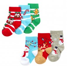 44B969: Baby Christmas 3 Pack Design Socks