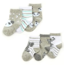 44B971: Baby Unisex 3 Pack Cotton Rich Design Ankle Socks (Assorted Sizes)