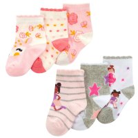 44B975: Baby Girls 3 Pack Cotton Rich Design Ankle Socks (Assorted Sizes)