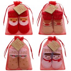 44B988: Baby Christmas Organza Bag Gift Socks (0-12 Months)