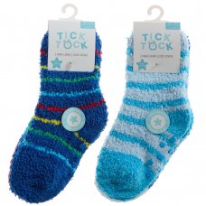 44B992: Baby Boys 2 Pack Cosy Socks With Grippers