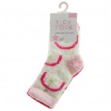 44B993: Baby Girls 2 Pack Snuggle Design Cosy Socks