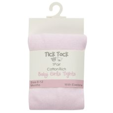 45B159: Baby Girls Cotton Rich Plain Pink Tights (0-24 Months)