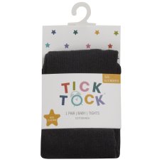 45B107: Baby Girls Cotton Rich Plain Black Tights (0-24 Months)