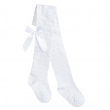 Baby Girls 1 Pair Bow Tights- White (0-24 Months)