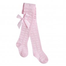 Baby Girls 1 Pair Bow Tights- Pink (0-24 Months)