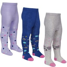 45B148: Babies 1 Pair Assorted Design Tights (0-24 Months)