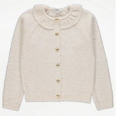 GX505: Girls Cream Fleece Knitted Cardigan (5-13 Years)