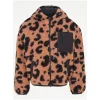 GX565: Brown Animal Print Borg Hooded Jacket (5-6 Years)
