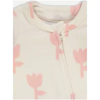 GX564: Baby 2 Pack Flower 2 Way Zip Fasten Fleece Sleepsuits (0-24 Months)