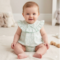 BIS-2120-6240: Baby Girls Jacquard Romper (NB-9 Months)