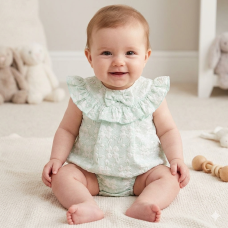 BIS-2120-6240: Baby Girls Jacquard Romper (NB-9 Months)