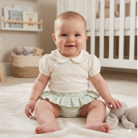 BIS-2120-6241: Baby Girls Cotton Top & Jacquard Pant Outfit (NB-9 Months)