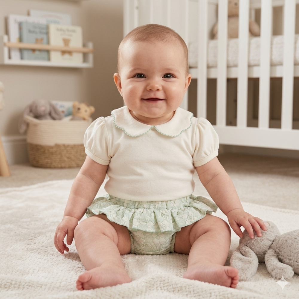 BIS-2120-6241: Baby Girls Cotton Top & Jacquard Pant Outfit (NB-9 Months) BIS-2120-6241: Baby Girls Cotton Top & Jacquard Pant Outfit (NB-9 Months)