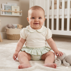 BIS-2120-6241: Baby Girls Cotton Top & Jacquard Pant Outfit (NB-9 Months)