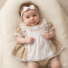 BIS-2120-6277: Baby Linen Dress, Pant & Headband Set  (6-24 Months)