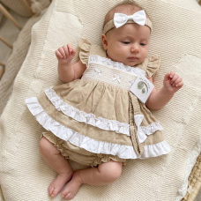 BIS-2120-6276: Baby Linen Dress, Pant & Headband Set  (6-24 Months)