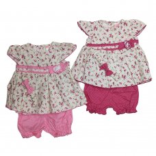 7222: Baby Girls Dress, Pant & Headband Set (0-9 Months)