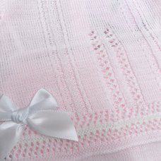 MC727-Pink: Baby Knitted 2 Piece Set With Double Bows (0-9 Months)