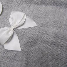 MC757-Grey: Baby Bow Knitted All In One (0-9 Months)