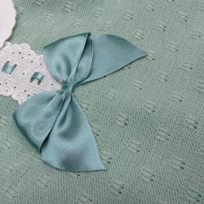 MC764-Sage: Baby Knitted 2 Piece Set With Bow & Lace (0-9 Months)