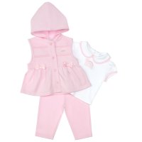 8023A: Baby Girls Gilet, Top & Trousers Outfit (0-9 Months)