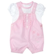 8039B: Baby Girls 2 Piece Dungaree Outfit (9-24 Months)