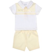 8049A: Baby Boys Lemon Polo Top & Short Outfit (0-9 Months)