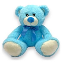 30414-8B:  20cm BLUE BEAR WITH RIBBON 