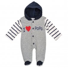 A01: Baby " I Love Papa"  Hooded All In One (0-9 Months)