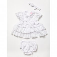 A03174A: Baby Girls Dress, Pant & Headband Set (0-9 Months)