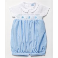 A03185: Baby Boys Nautical Romper With Smocking (0-9 Months)