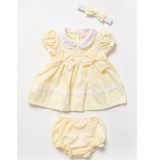 A03187A: Baby Girls Dress, Pant & Headband Set (0-9 Months)